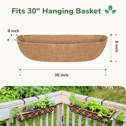 GreatBuddy 2 Pcs Coco Liners for Planters 30 Inch, Sturdy Window Box Liners, Perfect Planter Liners Replacement for The Old, 100% Natural, Easy to Straighten Out - size: 30 inch