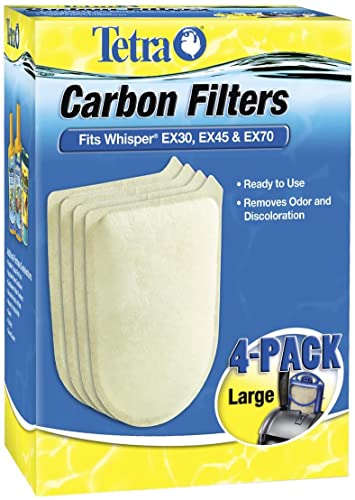 Tetra Whisper EX Carbon Large Round Filter Cartridges, 4 Count | Fits Tetra Whisper EX 30, 45, 70 Fish Tank Filters, Change Monthly - size: 4-Count, style: large