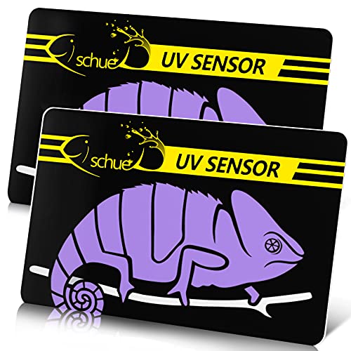 Quick Test UVB Sensor, Reptile UV Tester Heating Lamp Photochromic UVB Card Indicator，Available with UVB, Suitable for Sunglass Test & Sterilizing, Over 500 Times Reusable (2 Packs)