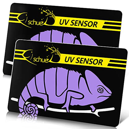 Quick Test UVB Sensor, Reptile UV Tester Heating Lamp Photochromic UVB Card Indicator，Available with UVB, Suitable for Sunglass Test & Sterilizing, Over 500 Times Reusable (2 Packs)
