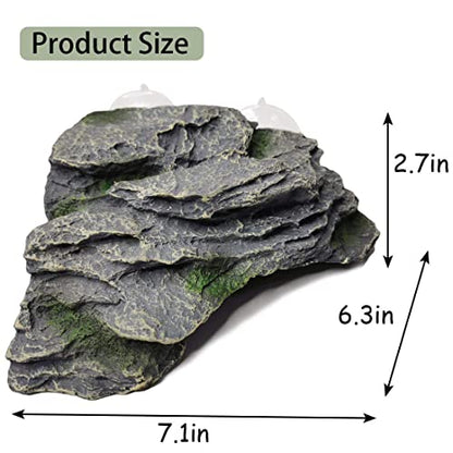 PINVNBY Turtle Basking Platform, Reptile Climbing Shale Resin Ledge Stone, Aquarium Ornament Rock Landscaping Decoration with Suction Cups for Frogs Newts Lizard (Large:7.1”Lx6.3”Wx2.7”H) - size: 7.1”Lx6.3”Wx2.7”H