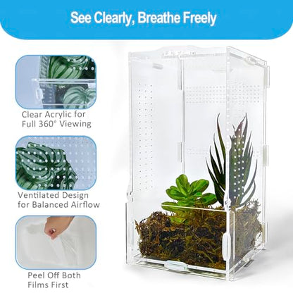 Jumping Spider Enclosure, Arboreal Tarantula Enclosure, Praying Mantis Terrarium Critter Cage for Jumping Spider, Tarantula Slings, Snail, Isopods, Beetles, Millipedes, Springtails - size: Small