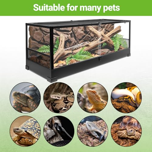 REPTI ZOO 67Gallon Reptile Large Terrarium 48" x 18" x 18" Upgrade Glass Front Opening Tank Sliding Door with Screen Ventilation Reptile Terrarium