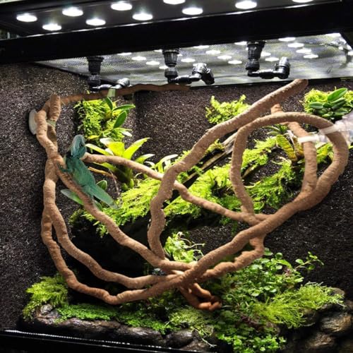 PINVNBY Bearded Dragon Hammock Jungle Climber Vines Flexible Reptile Leaves with Suction Cups Habitat Decor for Climbing, Chameleon, Lizards, Gecko, and Snakes（6 PCS） - size: 6 PCS