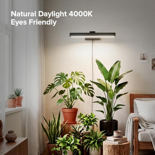 SANSI Wall Mounted Grow Lights for Indoor Plants, 35W LED Plant Lights | Full Spectrum Plant Lights for Indoor Growing, 4-Level Dimmable 4000K Grow Lamp, 4/8/12H Remote Timer