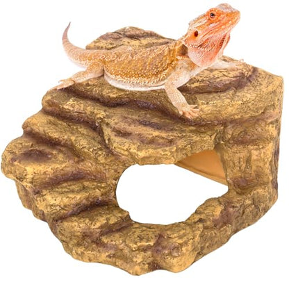 Resin Reptile Hideout Cave Reptile Habitat Tank Decor Terrarium Accessories for Bearded Dragon Leopard Gecko Lizards Turtle - size: Large
