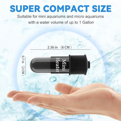 Small Aquarium Heater,Submersible Adjustable Mini Fish Tank Heater 10W,Betta Heater with External Temperature Controller,LED Temperature Display, Used for 1-2 Gallon