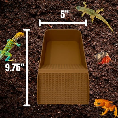 Hermit Crab, Lizard, Turtle, Amphibian XL Watering Pool | Platform Pool Accessory with Access Ramp for Pet Habitats | 9.75" x 5" | Made in USA (X-Large) (Salt Only, Tan) - color: Salt Only, Tan