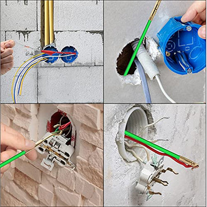21 Feet Fiberglass Fish Tape Cable Rods, Electrical Wire Running Pull/Push Kit with Hook and Hole Kit Glow Rod, Hook Hole, Green - size: 21FT