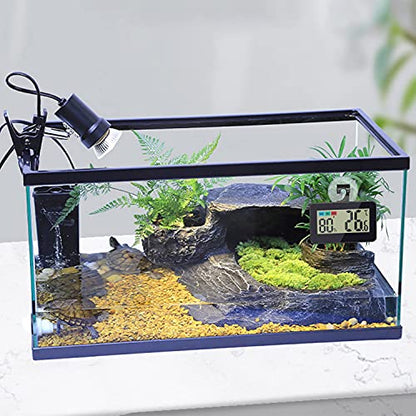 Reptile Thermometer Hygrometer Digital Gauge with Hook & Suction Cup, Accurate Temperature and Humidity Monitor for Reptile Terrarium, Bearded Dragon Tank, Snake Lizard Gecko Habitat (Black) - color: Black