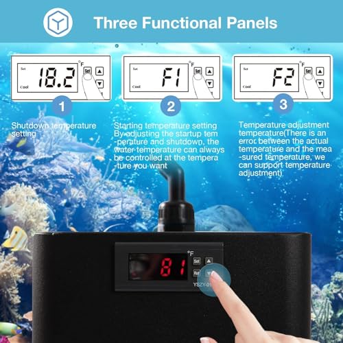 Aquarium Chiller 79 Gal 300L, 1/3 HP Water Chiller for Cold Plunge | Hydroponic Cooler Fish Tank Cooling System for Axolotl Coral Reef Shrimp with Pump and Pipe