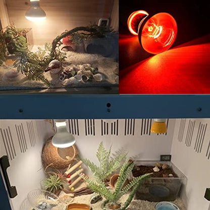 Aiicioo Reptile Heat Lamp Combo Set - 100W Day and Night Reptile Light Bulb Infrared Basking Bulb for Bearded Dragon Lizard Turtle Hermit Crab Leopard Gecko Snake Chameleon Tank - color: Red & White, size: 100W