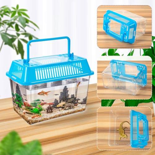 12Pcs Plastic Reptile Terrariums Carrier Cage Tarantula Enclosure Snake Breeding Box Hatching Container Transparent Fish Tank Turtle Aquarium with Random Color Lid for Spider, XS(5.1” x 3.5” x 3.5” - size: XS