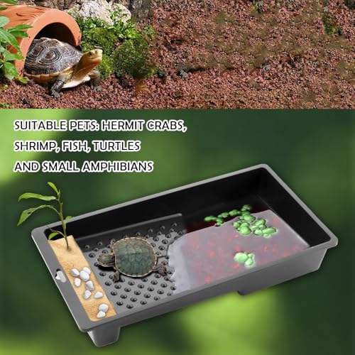 2 Pack Large Reptile Habitat Turtle Bathing Pool Amphibian Reptile Food Bowl and Water Dish DIY Landscaping Habitat Aquarium Decoration Basin for Turtle Horned Frog Lizard Gecko Hermit Crab Small