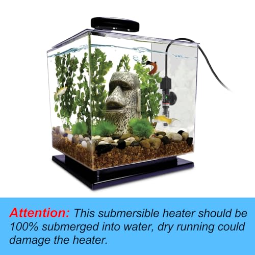 25Watt Mini Aquarium Submersible Betta Heater with Free Thermometer Strip for 1-6 Gallon Fish Tanks (Preset Temperature 78℉)