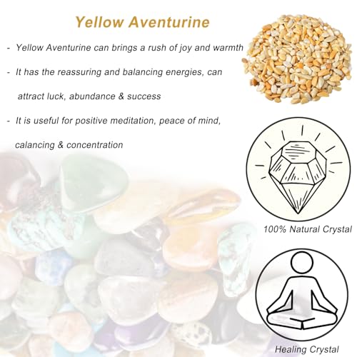 Erliway 7-9mm Yellow Aventurine Healing Crystal Chips for Crafts, 100g | Natural Crushed Crystal Stones Tumbled Chips for Vase Filler Aquarium Gravel, Meditation Chakra Balancing, Candle DIY Making - color: Yellow Aventurine