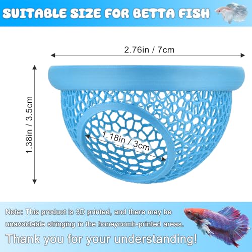 Blue Floating Betta Hide & Shrimp Cave: 3-in-1 Aquarium Hammock, Feeder & Resting Spot for Betta Fish, Shrimp & Small Fish | Eco-Safe PLA - color: Blue