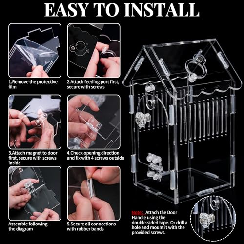 Hysagtek Jumping Spider Enclosure - Acrylic Arboreal Tarantula Enclosure Small Reptile Terrarium with Magnetic Door, Clear Jumping Spider Enclosure Accessories