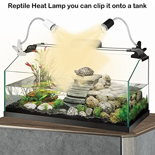 Reptile Heat Lamp,360° Rotatable Basking Spot Light,Dimmable Heating Lamp - color: Black and White