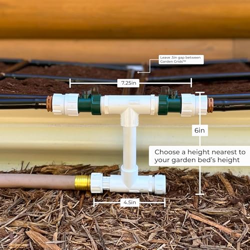 Garden Grid Manifold - 6" Tall, Double Style | Link All of Your Garden Grids So They Water Together | Ideal for Side-By-Side Garden Grid Connections - size: 6", style: Double
