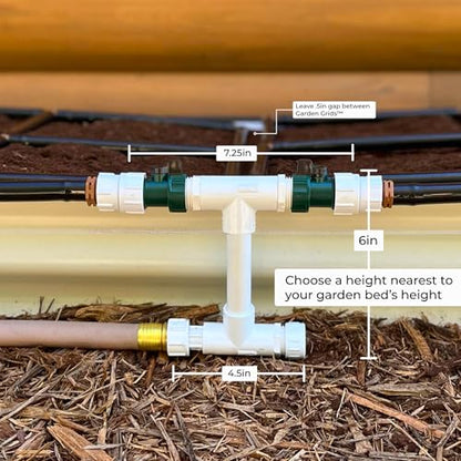 Garden Grid Manifold - 6" Tall, Double Style | Link All of Your Garden Grids So They Water Together | Ideal for Side-By-Side Garden Grid Connections - size: 6", style: Double