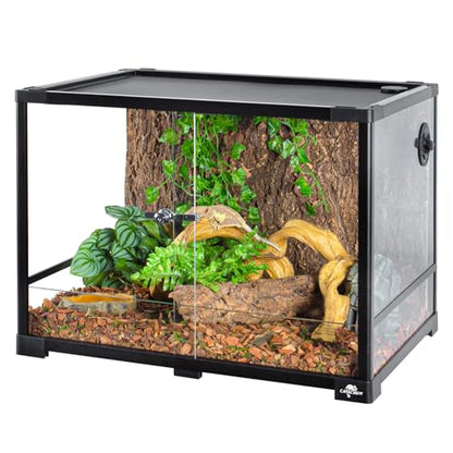 34 Gallon Reptile Tank, Glass Reptiles Terrarium 24" x 18" x 18", Sliding Door, Top Ventilation, Cable Pass, Humidify Hole, Glass Reptile Cage Habitat for Bearded Dragon, Lizard, Snake, Gecko - size: 24" x 18" x 18"