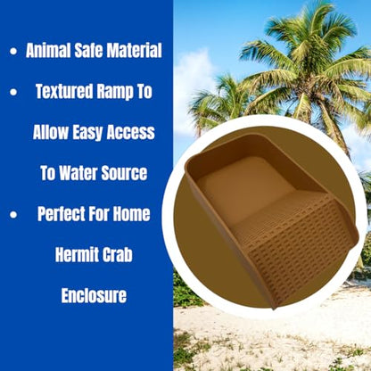 Hermit Crab Watering Pool | Platform Pool Accessory with Access Ramp for Hermit Crabs | 6.5" x 4" | Made in USA (Fresh Only, Tan) - color: Fresh Only, Tan