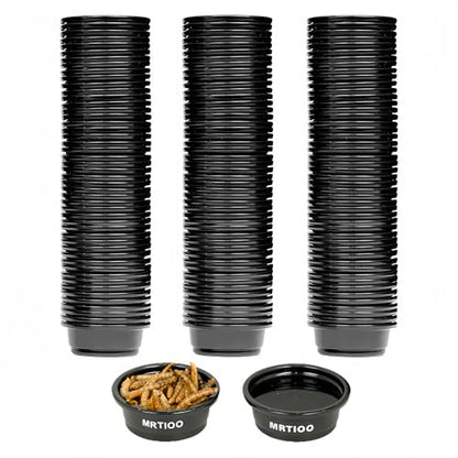 Lizard Crested Gecko Food Water Feeding Cups, 100 pcs, 0.5oz - Black | Reptile Feeder Bowls, for Lizard and Other Small Pet Ledge Accessories Supplies