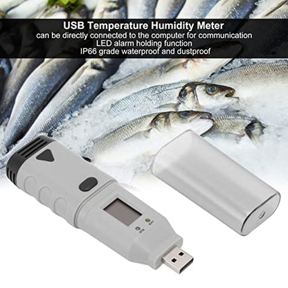 Haofy Digital Thermometer,Two Channels LED Alarm Portable Temperature Humidity Measurement Meter for House Home Reptile Baby Room Temperature Monitor