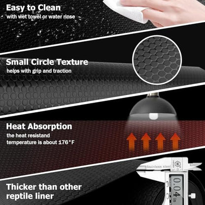 120 Gallon Reptile Terrarium Liner, Bearded Dragon Mat for 4x2x2 Enclosure | Bearded Dragon Tank Accessories 24 inch Wide, Reptile Flooring Carpet Substrate for Leopard Gecko,Lizard, 24" X 96", Black - size: 24 X 96-inches