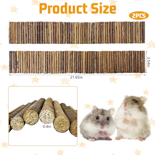 kathson 2Pcs Wooden Hamster Suspension Ladder Bridge,Bendable Long Climbing Ladders Pet Cage Toy Accessories Hideout Natural Chew Balls for Mouse Chipmunk Rabbits and Other Small Animals (Brown) - size: 21.65 x 3.54 inches