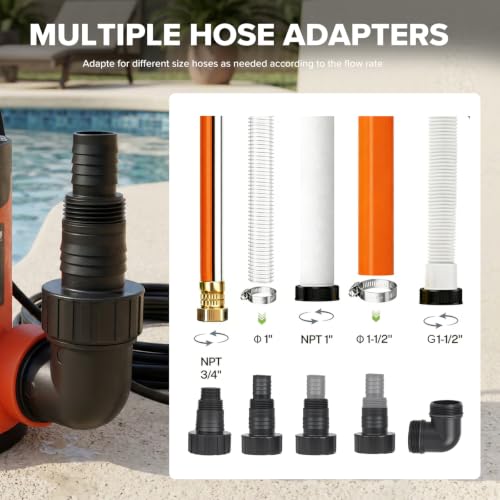 Prostormer 1HP 3700GPH Submersible Sump Pump with Automatic Float Switch | Red Water Pump, Draining Transfer Clean & Dirty Water, for Pools/Ponds/Gardens/Flooded Cellars/Aquariums/Irrigation - color: Red