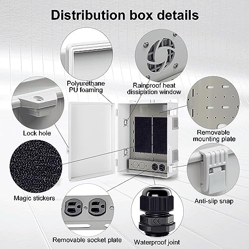 Namunanee Outdoor Electrical Junction Box with High Power Outlet, 16" H* 12" L* 5.9" W, ABS Water Resistant Enclosure with Internal Mounting Panel & Hinged Cover. - size: 16"H x 12"L x 5.9"W & Outlet