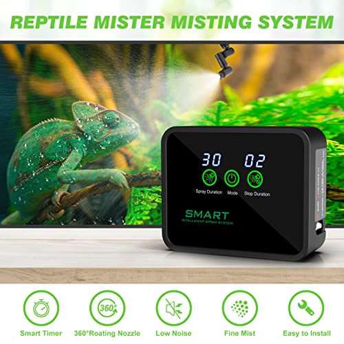 HassoKon Reptile Humidifier, Fogger Misting System, Automatic Mister Smart Timer, Touch Screen Humidity Controller for Reptile Terrariums, White, Plastic, 2.5L, 24H, Corded Electric