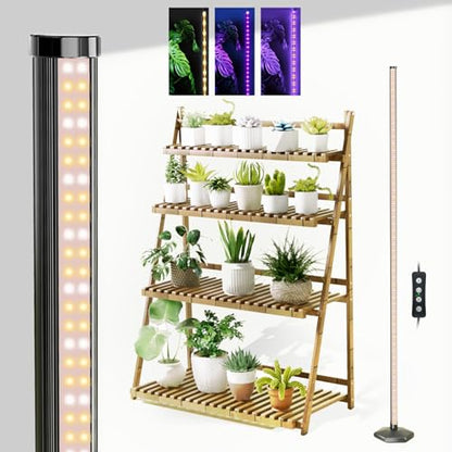 Grow Lights for Indoor Plants with Timer, 192 LEDs 42W Vertical Full Spectrum Grow Light 65 Inch Standing Grow Lights 3 Light Modes 5-Level Dimmable Wide Coverage - color: 1PC