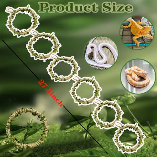 Snake Climbing Rings for Ball Python & Corn Snake,Reptile Hanging Climbing Ring, Snake Habitat Decor Vines with Artificial Leaves, Ball Python, Lizard, Gecko, Arboreal Reptiles Terrarium (Green) - color: Green