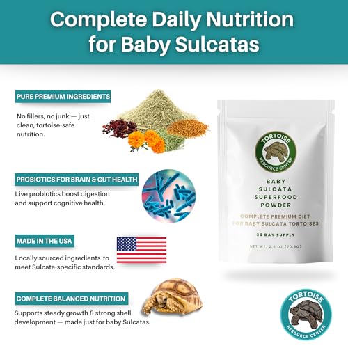 Baby Sulcata Tortoise Food Bundle | Superfood Powder + Vitamin & Mineral Topper | Complete Premium Diet & Nutrition for Baby Sulcata Tortoises | 30 Day Supply