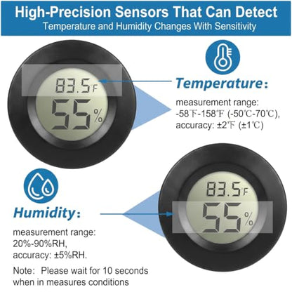 Weewooday 20 Pcs Mini Hygrometer Thermometer Digital LCD Monitor Indoor/Outdoor Room Humidity Meter Temperature Gauge for Greenhouse Garden Reptile Incubator Cellar ℉/℃ (Black) - size: Black