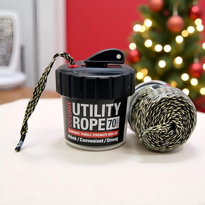 Rapid Rope Canister, 70ft Camo Tactical Paracord, 1100lb Test, USA Made | Heavy Duty Poly Rope Test Cord, Non-Tangle Dispenser Included, For Hiking, Camping, Survival, Utility, Stocking Stuffer, Gift - size: 70ft, style: Camo
