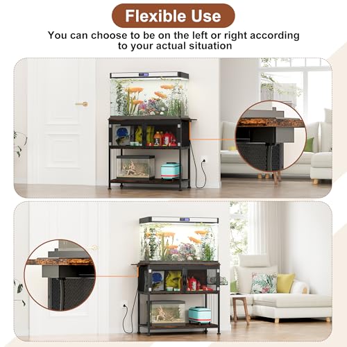 40-55 Gallon Fish Tank Stand , Heavy Duty Aquarium Stand with Cabinet Storage Fish Tank Accessories, Large Reptile Terrarium Tank Table with Power Outlets,Vintage Brown