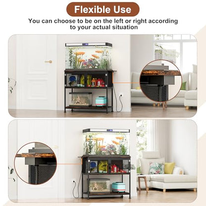 40-55 Gallon Fish Tank Stand , Heavy Duty Aquarium Stand with Cabinet Storage Fish Tank Accessories, Large Reptile Terrarium Tank Table with Power Outlets,Vintage Brown
