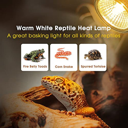 Reptile Heat Bulb 50W UVA UVB Reptile Light Bulbs Dimmable | 2 Pack Heat Lamp Bulbs, Basking Light Bulb for Turtle, Beard Dragon Gecko Lizard Amphibians - color: Cream-50w Th09