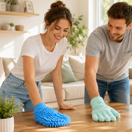 3 Pcs Microfiber Dusting Mitt Gloves for Plants Microfiber Gloves Washable Dusting Glove Dustings Cleaning Glove for House Cleaning Furniture Car Washing