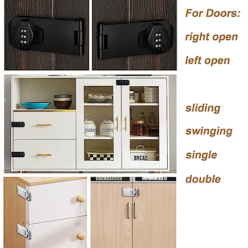 Cabinet Lock Keyless 3-Digit Password Combination Code Hasp Latch Lock Twist Knob Wooden Drawer Cupboard (Black, 3 inch) - color: Black, size: 3 Inch