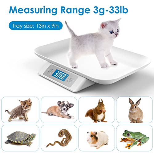 Digital Pet Scale for Small Adult Cats and Animals, Measuring Range 0.1oz-33lbs, Accuracy 1g/0.035oz, Units g/kg/lb/oz/tl/ml, Suitable for Kittens, Puppies, Snakes,and Small Dog (Grey) - color: grey