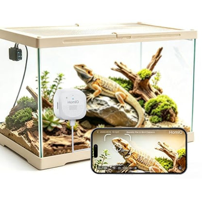 3MP Aquarium Reptile Camera Window Pet Security Camera | No drill magnetic mount for glass tank & window, color night vision, two-way audio, 2.4G 5G WiFi, 24/7 AI motion detection