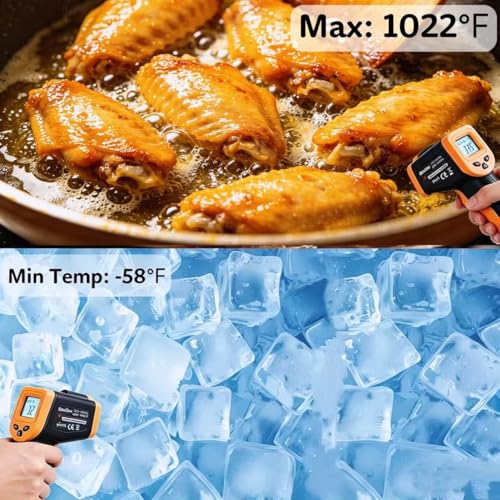 Blackstone Infrared Thermometer Temperature Gun for Cooking -58℉~1022℉ | IR Thermometer for Pizza Oven Griddle Cast Iron Non-Contact Digital Laser Thermometer Gun with Carrying Case (NOT for Human) - color: Black