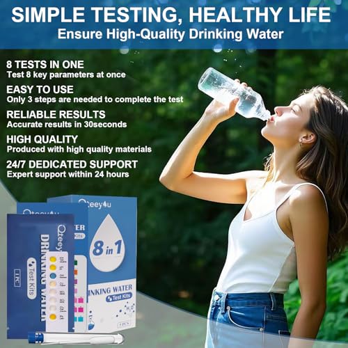 Lead Water Test Kit 2026 Upgraded 8 in 1 Home Drinking Water Testing Kits 5pcs Independent Bag, House Tap and Well Water Hardness Tester, Lead Test Strips for Alkalinity, pH, Copper, Nitrite&Chlorine