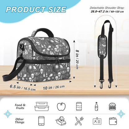 Emelivor Crow Snake Insulated Lunch Bag Organizer Tote for Men | 8L Double Deck,Large Lunch Box with Shoulder Strap,Thermal Meal Prep Cooler,Suitable for School Work Picnic Office Travel