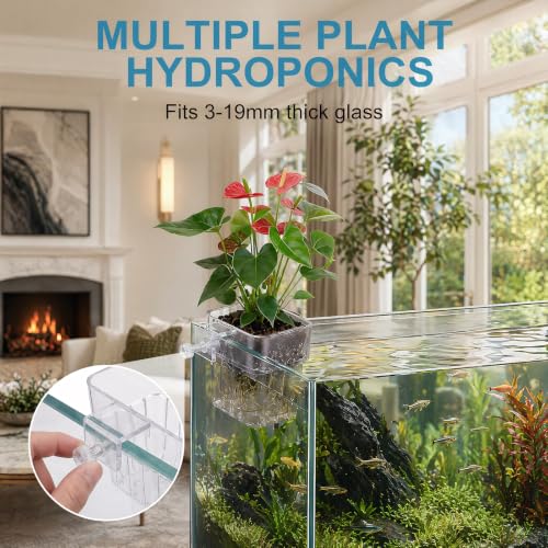 Aquarium Plant Holder, 4 Pack, Top Hanging for Fish Tank | Planter Basket Pots, For Aquatic Plants